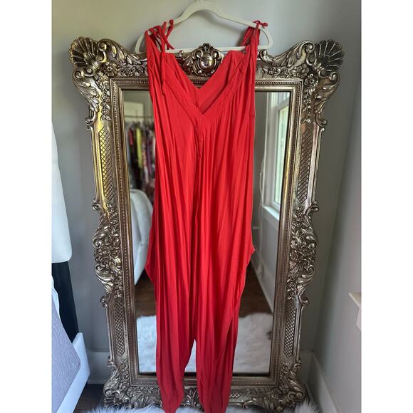 Free People Harem Wide Leg Coral Jumpsuit Small - Picture 2 of 3